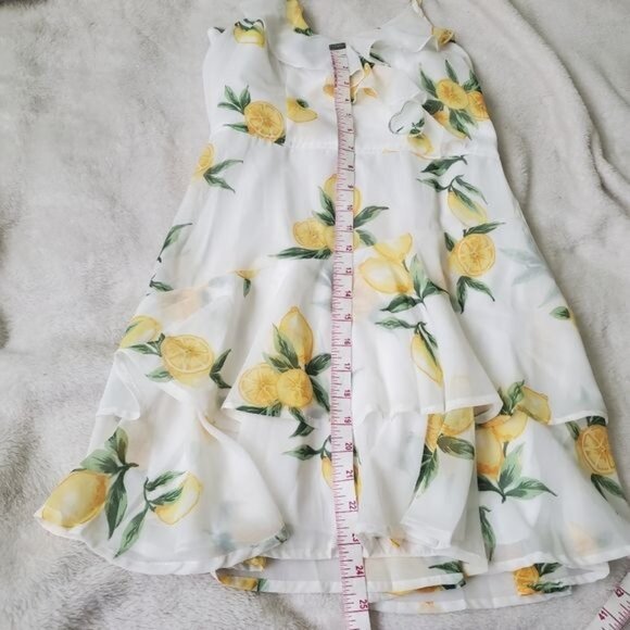 Japna Womens mini dress size medium lemons printed wrap adjustable straps nwt - Picture 6 of 13